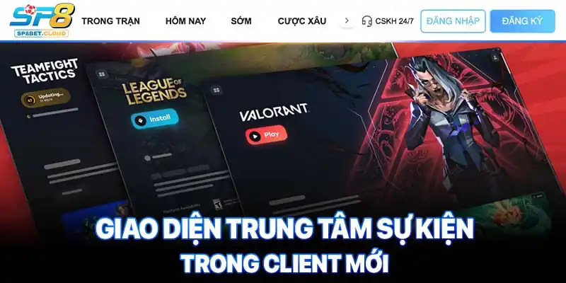Giao diện trung tâm sự kiện trong client mới