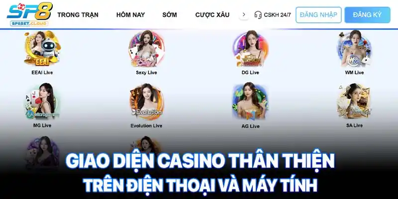 Giao diện casino thân thiện trên điện thoại và máy tính