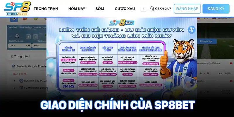 Giao diện chính của SP8bet