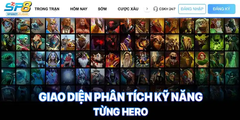 Giao diện phân tích kỹ năng từng hero